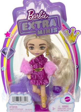 Лялька barbie extra minis, модниця в блискучій сукні blonde hair1 фото