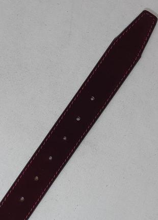 Ремень 06.071.023 замшевый брючный (3,5 х 108 см) бордовый с декоративной окантовкой3 фото