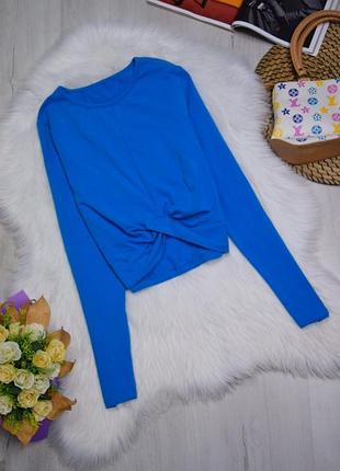 Водолазка вкороченна голуба кофта топ топік з вузлом