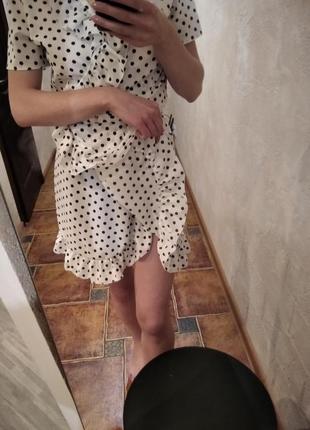 Платье ламбада в горошек на запах9 фото