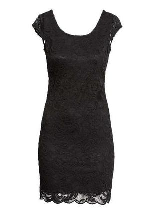 Черное кружевное платье от h&m
