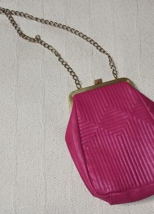 Accessorize сумка женская розовая кожаная на цепочке