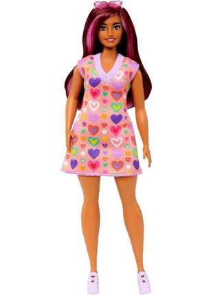 Лялька barbie fashionistas 207 із сукнею-светром із принтом сердечка