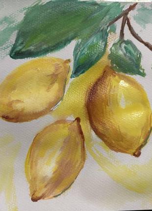 Картина акварель лимони формат а4