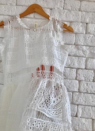 Белое кружевное платье, нарядное белое платье5 фото