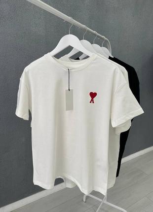 Классическая белая оверсайз футболка базовая футболка с красной вышивкой туречки premium xs s m l 42 44 461 фото