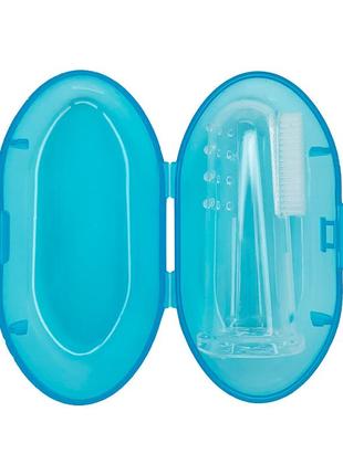 Силиконовая зубная щетка для десен голубая в футляре, megazayka, 0706гол1 фото