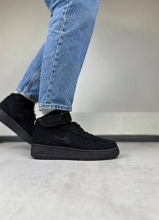 👟 кроссовки кроссовки nike air force 1 mid stussy black / наложка bs👟
