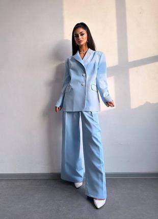 Стильний костюм брюки палаццо + піджак оверсайз, брючний костюм з піджаком, святковий костюм