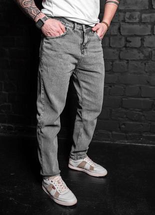 Мужские брюки повседневные джинсы классические серые6 фото