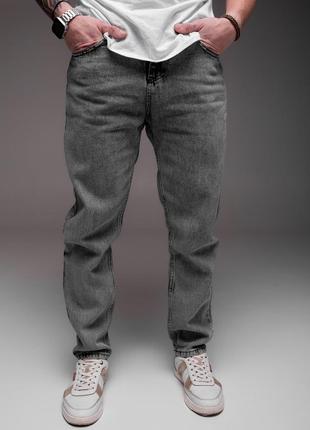 Мужские брюки повседневные джинсы классические серые8 фото