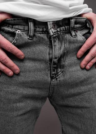 Мужские брюки повседневные джинсы классические серые9 фото