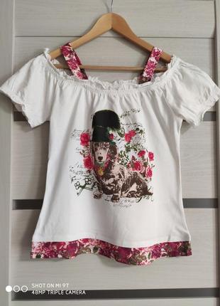 Бавовняний топ, футболка октоберфест з відкритими плечима laura torelli розм.s