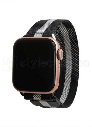 Ремінець для apple watch міланська петля 38/40 мм black+grey/чорний+сірий (36)