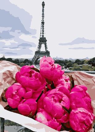 Картина за номерами artissimo піони в парижі 40х50 см без коробки pn6780 набір для розпису за цифрами