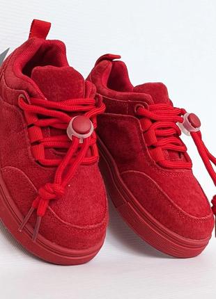 Кроссовки замшевые красные весенние, демисезонные красные кроссовки apawwa, размер 26,27,28,29,30,312 фото