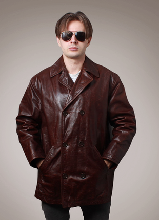 Чоловіче пальто бушлат шкіряний куртка george1 фото