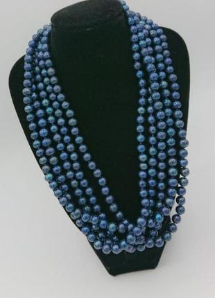 П'ятирядне намисто з натуральних чорних перлів