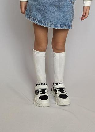 Кроссовки спортивные демисезонные, белые, черные,кроссовки для девочки,сеточка, кожаная стелька,размер 26,27,28,29,30,315 фото