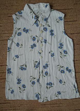 Интересная блузка без рукавов, с цветами, вискоза р.l