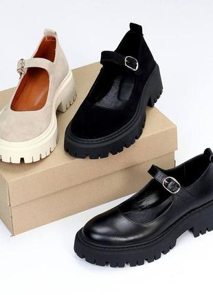 Туфли женские кожаные, замшевые 36-40, туфли на массивной подошве2 фото
