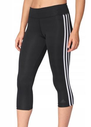 Лосины леггинсы спортивные 3/4 adidas черные женские