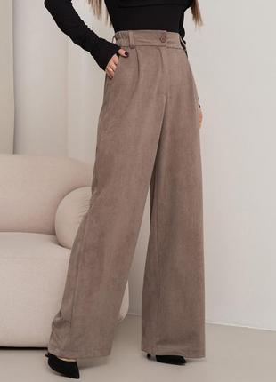Стильные демисезонные женские брюки из замши эко широкие женские брюки палаццо брюки-палаццо широкие женские штаны палаццо замшевые брюки5 фото