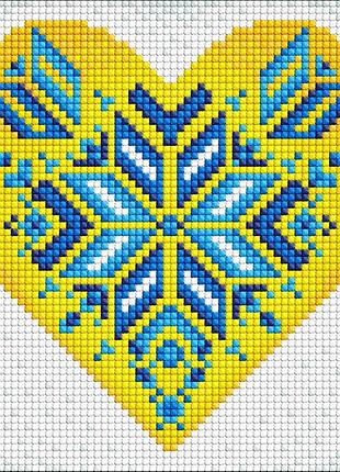 Алмазна мозаїка без підрамника україна в серці 20х20см, amc7682