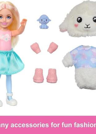 Barbie cutie reveal лялька челсі та аксесуари, lamb plush баранчика4 фото