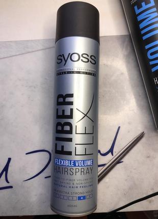 Syoss fiber flex flexible volume hairspray 400 ml мл лак спрей для укладання волосся екстрасильна сильна фіксація 4