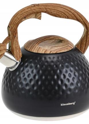 Чайник klausberg 2,8л нержавіюча сталь, свисток, kb-7562