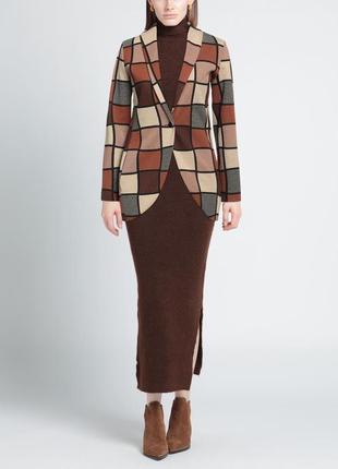 Итальянский блейзер soho-t brown checked blazer - s-m2 фото