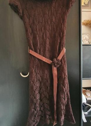 Плаття в'язане коричневе супер ошатне на підкладці