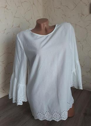 Блузка , сорочка 💯% бавовна біла прошва , рукав 3/4