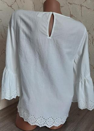 Блузка , рубашка 💯% хлопок белая прошва , рукав 3/4, 46 размер3 фото