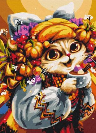 Картина по номерам «сентябрьская кошка», патриотическая 40*50см, brushme, bs53823