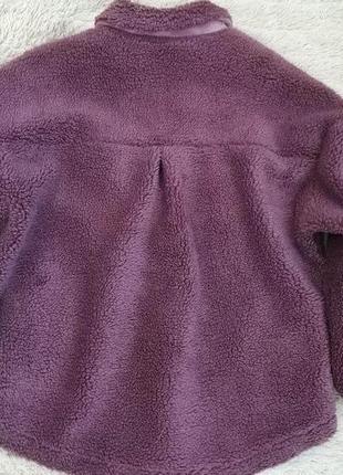 Шерпа меховая рубашка куртка пыльно-фиолетовая оверсайз4 фото