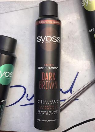 Syoss tined dry shampoo dark brown 200 ml мл тонувальний тонуючий сухий шампунь спрей для темного волосся vegan веган