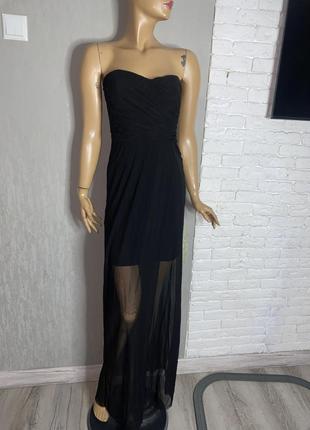 Длинное платье бандо платье макси сетка на подкладке tally weijl, xs-s1 фото