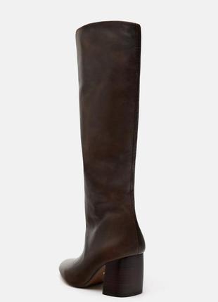 Кожаные сапоги на каблуке zara 1000/310