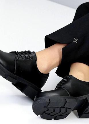 Туфли на шнурках женские кожаные, замшевые  36-417 фото