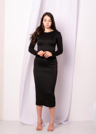 Платье женское футляр ниже колена миди. 38 черный4 фото