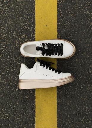 Alexander mcqueen white/gold 🆕 жіночі кросівки маквин 🆕 білі/золоті7 фото