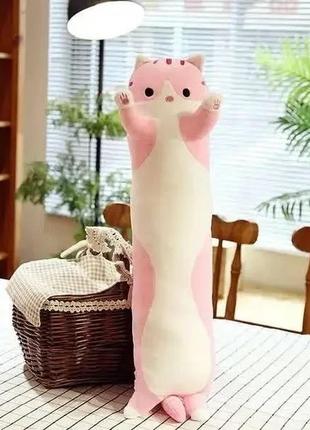 М'яка іграшка кіт батон 90см кіт батон плюшева іграшка для дітей кіт | гіпоалергенна іграшка рожевий