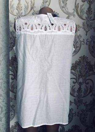 Блуза блузка безрукавка прошва біла вишита вибита мереживна рішелье2 фото