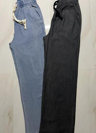 Модные джинсы палаццо весна/лето на резинке 46-52 размеры графитовые1 фото