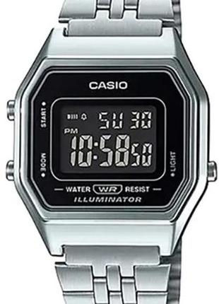 Женские часы casio la680wa-1bdf, серебристый с черным