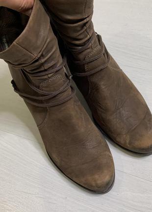 Осенние демисезонные кожаные ботинки, полусапожки кожа коричневые tamaris8 фото