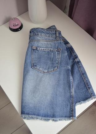 Женская джинсовая юбка, завышенная талия, супер качество6 фото