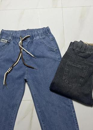 Модные джинсы мом весна/лето на резинке большие размеры 46-56 пепельные и голубые3 фото